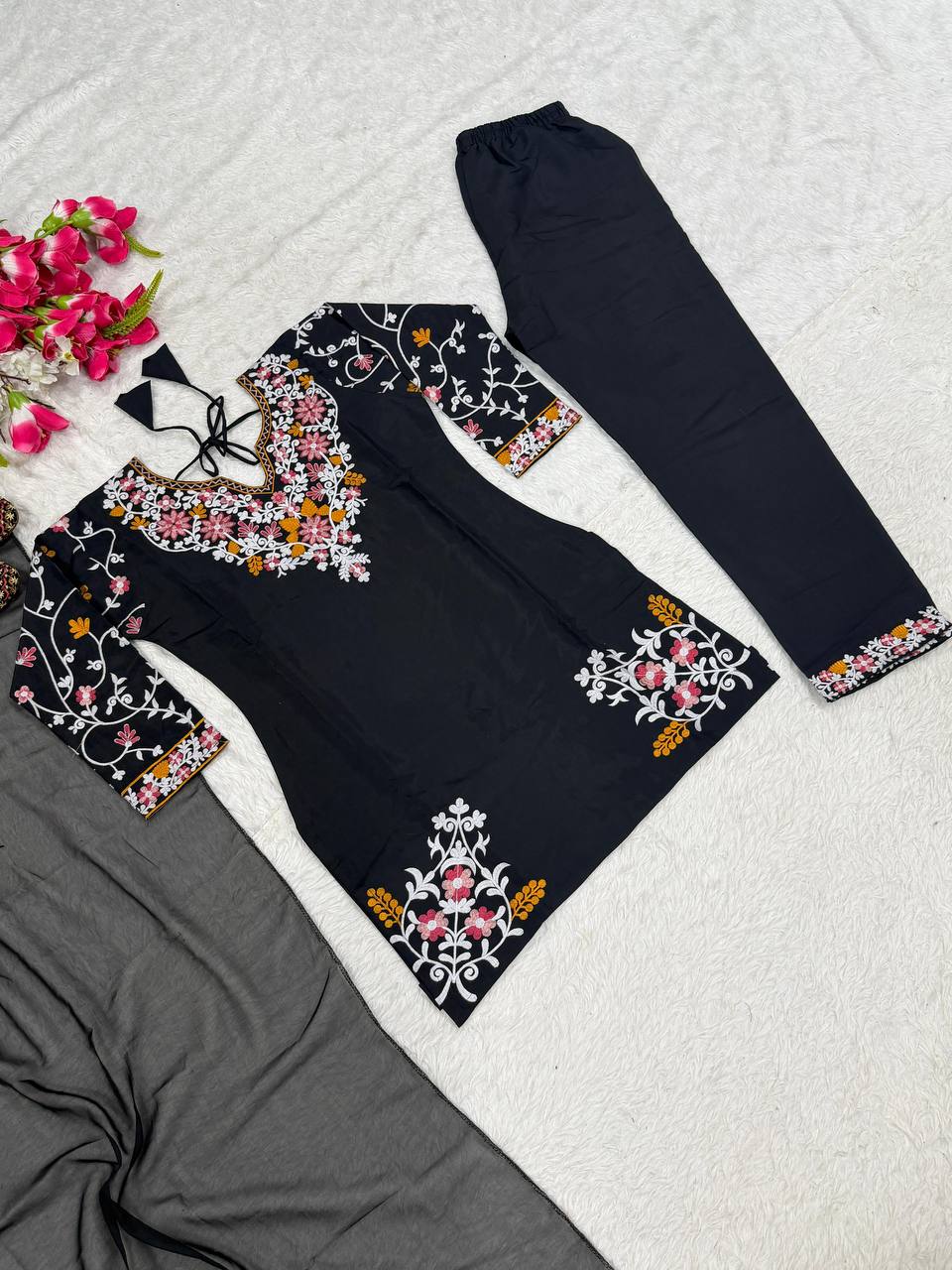 Ethereal Obsidian Floral Heritage Suit
